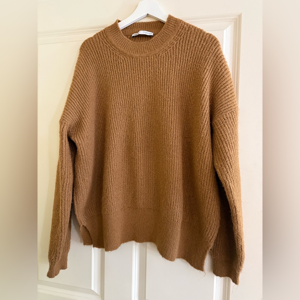 Zara Tan Crew Neck Sweater